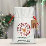 Sacco regalo di Natale personalizzato con renna Sacco di Babbo Natale con coulisse su due lati e mini etichetta Regalo per bambini in famiglia