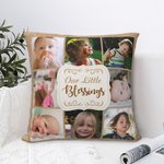 Housse de Coussin Personnalisée avec Texte et 8 Photos Décoration de Canapé Cadeau Anniversaire Noël pour Famille Parents
