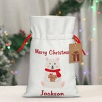 Personalizzato Natale coulisse sacchetto regalo doppia faccia Cartoon Santa Sack con etichetta Party Favor Holiday Wrapping regalo di Natale per i bam