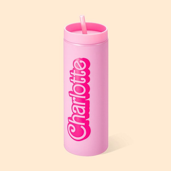 Gobelet Coloré Personnalisé avec Nom en Style Fille de Rose 450ml avec Paille Cadeau de Mariage pour Amie