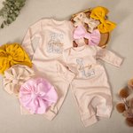 Broderie Personnalisée Fleur Vintage Nouveau-né 100% Coton Ensemble Romper avec Turban et Bow Baptism Home Outfit Gift for Infant