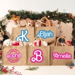 Sac à Main en Jute Personnalisé avec Nom ou Lettre Police Poupée Rose Cadeau d'Anniversaire Saint-Valentin pour Voyage Camping Achat