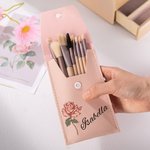 Personalised Watercolour Birth Flower Makeup Brush Bag with 8 Pcs Makeup Brushes Birthday Wedding Christmas Gift for Her
