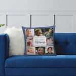 Housse de Coussin Personnalisée avec Texte et 8 Photos Décoration de Canapé Cadeau Anniversaire Noël pour Famille Parents