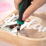 Tirelire de Lettre Personnalisée avec Nom Tirelire en Bois avec Plaque Acrylique Cadeau Anniversaire Fête pour Enfant