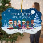 Personalized Life Is Better With Sisters Irregular Shape Ceramic Ornament Christmas Birthday Gifts for Friends
