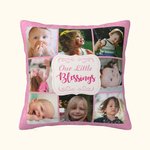 Housse de Coussin Personnalisée avec Texte et 8 Photos Décoration de Canapé Cadeau Anniversaire Noël pour Famille Parents