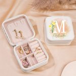Personalised Birth Flower Jewellery Box with Name Christmas Birthday Gift for Woman