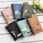 Personalisierte PU-Leder Geldbörse mit Aquarell Geburtsblume und Namen Mehrfächer Portemonnaie Münze Fach Geburtstag Weihnachten Geschenk für Damen