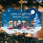 Personalized Life Is Better With Sisters Irregular Shape Ceramic Ornament Christmas Birthday Gifts for Friends