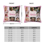 Housse de Coussin Personnalisée avec Texte et 8 Photos Décoration de Canapé Cadeau Anniversaire Noël pour Famille Parents