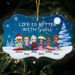 Personalized Life Is Better With Sisters Irregular Shape Ceramic Ornament Christmas Birthday Gifts for Friends