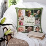Housse de Coussin Personnalisée avec Texte et 8 Photos Décoration de Canapé Cadeau Anniversaire Noël pour Famille Parents