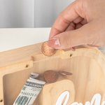 Tirelire de Lettre Personnalisée avec Nom Tirelire en Bois avec Plaque Acrylique Cadeau Anniversaire Fête pour Enfant