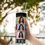 Personalizado Era Tour Cartel Estilo Fotos Collage 20oz Skinny Vaso con Tapa y Pajita Cepillo de Limpieza Cumpleaños Navidad Regalo para Amigo