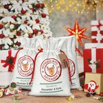 Sacco regalo di Natale personalizzato con renna Sacco di Babbo Natale con coulisse su due lati e mini etichetta Regalo per bambini in famiglia