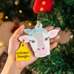 Ornement Suspendu Personnalisé avec Texte Motif de Vache Parfum Rafraîchissant Cadeau Noël Pendaison de Crémaillère pour Amoureux de Vache
