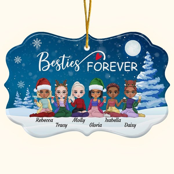 Personalizzato Besties Forever Forma irregolare Ornamento in ceramica Regali di Natale e di compleanno per amici