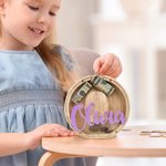 Tirelire de Lettre Personnalisée avec Nom Tirelire en Bois avec Plaque Acrylique Cadeau Anniversaire Fête pour Enfant