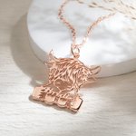 Personalisierte Highland Cow Halskette schottische Kuh Schmuck mit Namen Geburtstag Weihnachten Geschenk für Frauen Mädchen