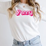 T-shirt personnalisé Style Poupée Rétro Sweatshirt avec Nom Multicolore Disponible Anniversaire Noël Cadeau pour Bestie Fashion Doll Fan