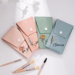 Personalised Watercolour Birth Flower Makeup Brush Bag with 8 Pcs Makeup Brushes Birthday Wedding Christmas Gift for Her