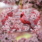 Personalizado 3D Imprimir Efecto Cardenal Ornamento de cerámica con nombre de memoria Regalo de Navidad para la familia Bird Lover
