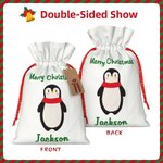 Personalizzato Natale coulisse sacchetto regalo doppia faccia Cartoon Santa Sack con etichetta Party Favor Holiday Wrapping regalo di Natale per i bam