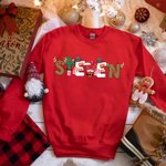Personalised Lovely Christmas Family Matching T-shirt Sweatshirt Baby Onesie Name Garment Merry Christmas Gift for Mother Father Kids