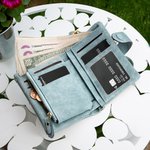 Personalisierte PU-Leder Geldbörse mit Aquarell Geburtsblume und Namen Mehrfächer Portemonnaie Münze Fach Geburtstag Weihnachten Geschenk für Damen