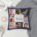Housse de Coussin Personnalisée avec Texte et 8 Photos Décoration de Canapé Cadeau Anniversaire Noël pour Famille Parents