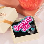 Personalised Doll-like Style Glitter Acrylic Badge Reel Retractable ID Tag with Name Christmas Birthday Appreciation Gift for Nurse Doctor Teacher