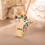 Collana personalizzata di mucca con girasole floreale retrò con pietra di nascita e nome inciso Gioielli occidentali Compleanno Regalo per la festa della mamma cowgirl