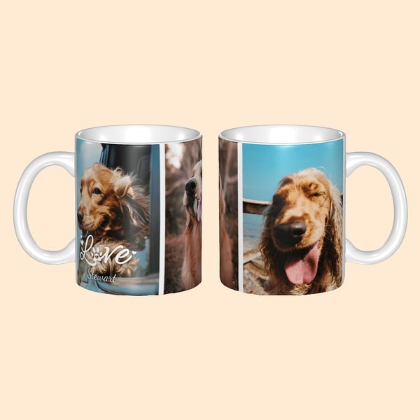 Tasse à Café Personnalisée avec Nom et Photo de Portrait d'Animaux Cadeau Commémoratif Anniversaire Noël pour Famille Amis