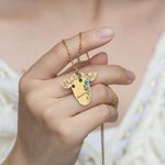 Collana personalizzata di mucca con girasole floreale retrò con pietra di nascita e nome inciso Gioielli occidentali Compleanno Regalo per la festa della mamma cowgirl