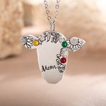 Collana personalizzata di mucca con girasole floreale retrò con pietra di nascita e nome inciso Gioielli occidentali Compleanno Regalo per la festa della mamma cowgirl
