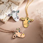 Collana personalizzata di mucca con girasole floreale retrò con pietra di nascita e nome inciso Gioielli occidentali Compleanno Regalo per la festa della mamma cowgirl