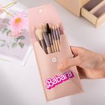 Pochette de Maquillage avec 8 Pinceaux Trousse de Maquillage Personnalisée avec Nom Cadeau d'Anniversaire Noël Mariage pour Elle
