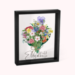 Personalizzato Mese di Nascita Fiori Famiglia Bouquet Portafoto in vetro Compleanno Natale Festa della Mamma Regalo per la nonna