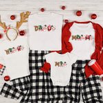 Personalised Lovely Christmas Family Matching T-shirt Sweatshirt Baby Onesie Name Garment Merry Christmas Gift for Mother Father Kids