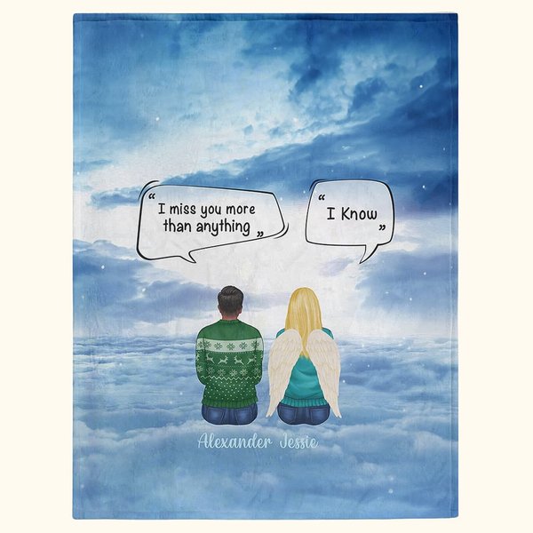 Personalized I Miss You More Than Anything Soft Fleece Blanket Christmas Memorial Sympathy Gift for Family