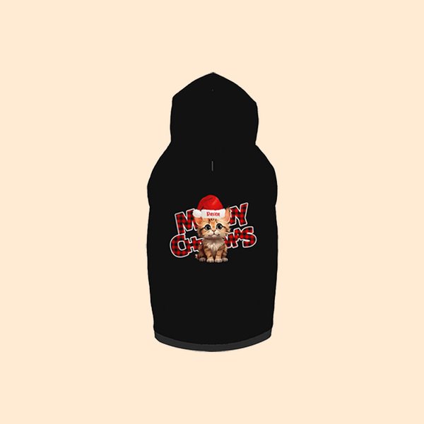 Gepersonaliseerde Meowy Christmas Pet Hoodie Cartoon Hond Kat met Kerstmuts Winterkleding Vakantiefeestje Huisdierkostuum Kerstcadeau voor Huisdierbez