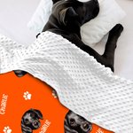Personalised Cute Pet Paw Print Photo Dot Blanket with Name Gift for Cat Dog Pet
