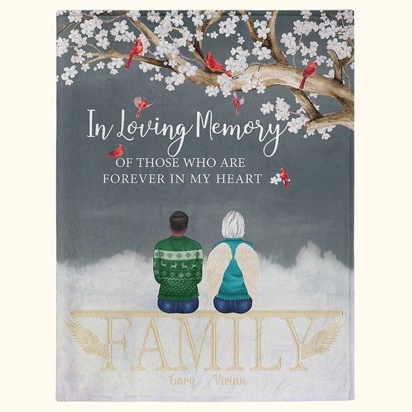 Personalizzato In Loving Memory Of Those Who Are Forever In My Heart Coperta morbida Regalo commemorativo di Natale per la famiglia