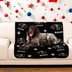 Personalised Cute Pet Paw Print Photo Dot Blanket with Name Gift for Cat Dog Pet