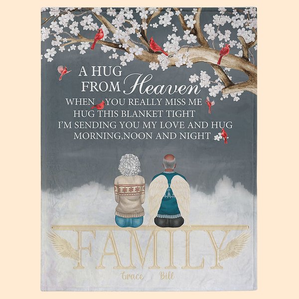 Coperta morbida personalizzata A Hug From Heaven Regalo commemorativo di Natale per la famiglia