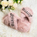 Chaussons Moelleux Personnalisés avec Nom Pailleté Style Poupée Cadeau de Noël Enterrement de Vie de Jeune Fille Anniversaire pour Femme
