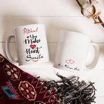 Taza de Cerámica Personalizada You Make My Heart Smile con Nombre y Texto 11oz/15oz Taza de Café Aniversario Regalo de Navidad para Amigo Pareja
