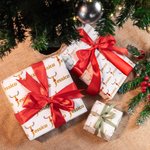 Personalized Christmas Red Nose Reindeer Wrapping Paper with Name One-sided Printing Cute Holiday Gift Wrap Christmas Gift for Family Friend