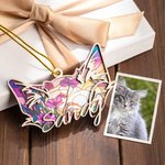 Personlig hund katt öron solfångare Linjeteckning Träprydnad Jul Housewarming Minnesgåva för husdjursälskare